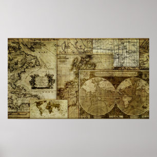 Coolans Vintage och antika världskartor Poster