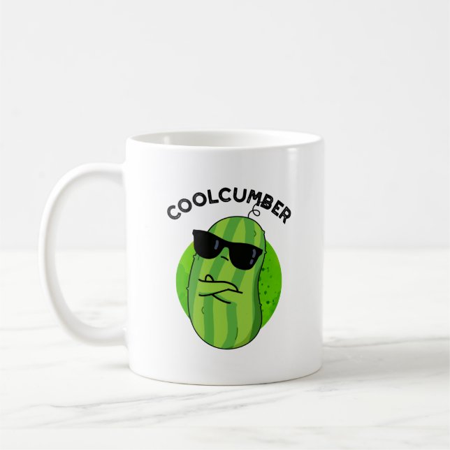 Coolcumber Funny Veggie Cucumber Pun Kaffemugg (Vänster)