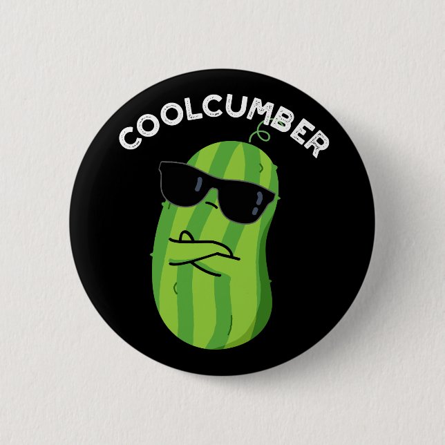 Coolcumber Funny Veggie Cucumber Pun Mörk BG Knapp (Framsida)