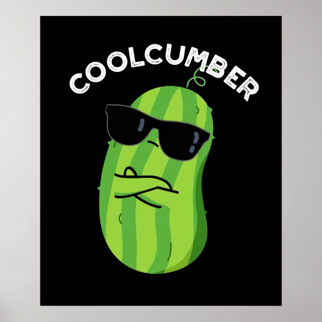Coolcumber Funny Veggie Cucumber Pun Mörk BG Poster (Framsidan)