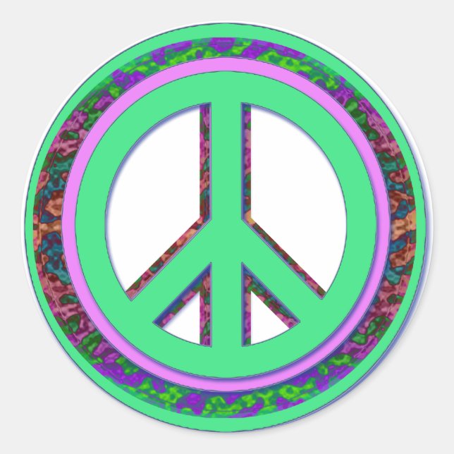 Cooler Peace Sticker Runt Klistermärke (Framsida)