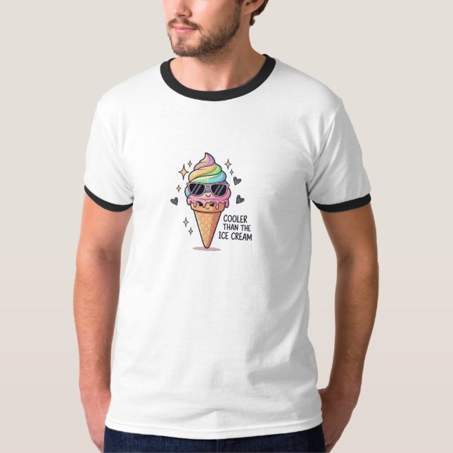 Cooler Than Ice Cream Pun T Shirt (Framsida)