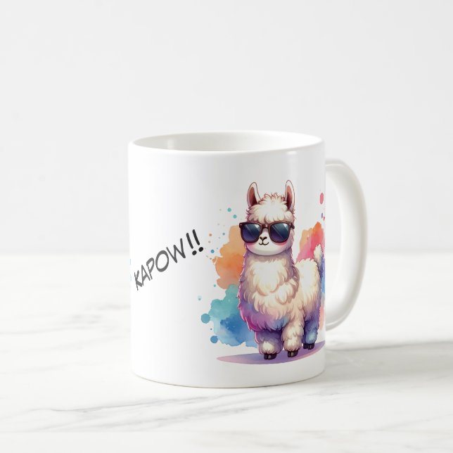 Cooles Llama mit Sonnenbrille  Kaffemugg (Framsida höger)