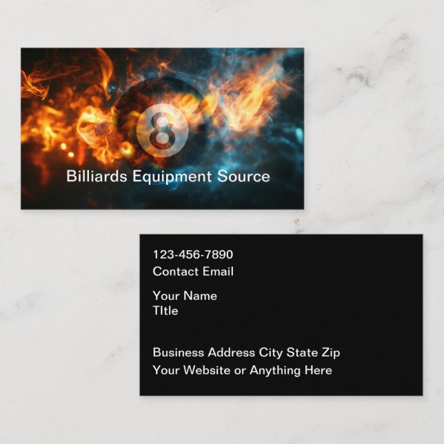 Coolest 8 Ball Billiards Business Cards Visitkort (Fram/baksida)