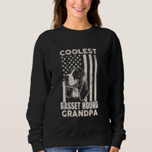 Coolest Basset Hound Grandpa Vintage American Flag T Shirt