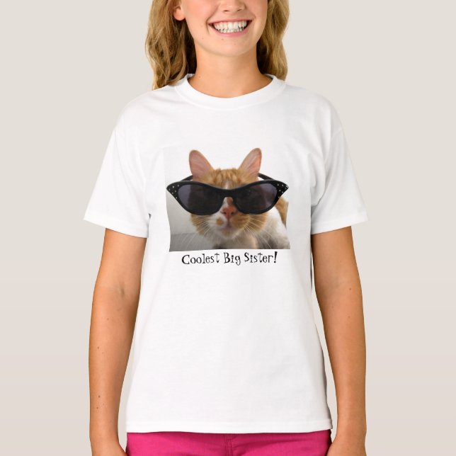Coolest Big Sister Coola Cat Girls T-Shirt (Framsida)