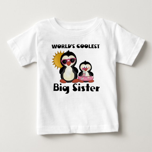 Coolest Big Sister Penguin T Shirt (Framsida)
