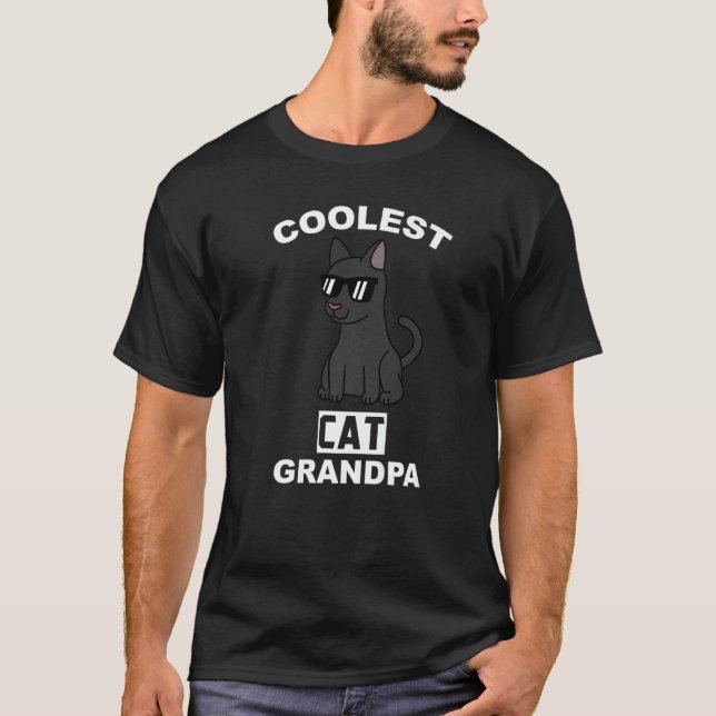 Coolest Black Cat Grandpa Grandfather Pet T Shirt (Framsida)