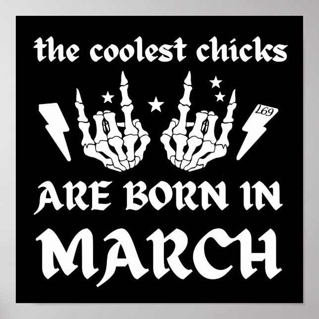 COOLEST-CHICKARNA ÄR FÖDDA PÅ MARS-födelsedag Poster (Framsidan)