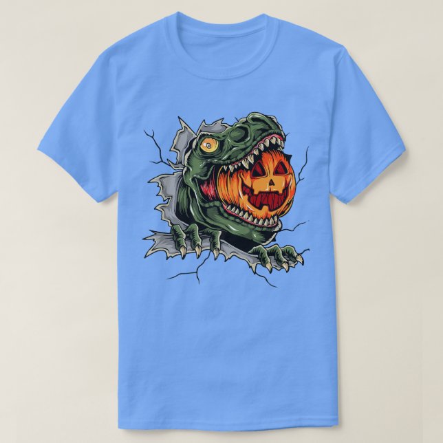 Coolest Dinosaur Eat Pumpkin Happy halloween Kids T Shirt (Design framsida)