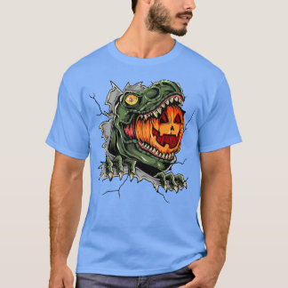 Coolest Dinosaur Eat Pumpkin Happy halloween Kids T Shirt