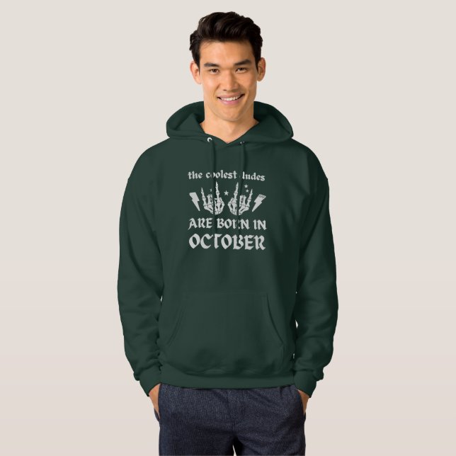 COOLEST DUDES ÄR FÖDDA I OKTOBER-födelsedag Hoodie (Hel framsida)
