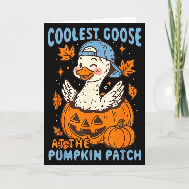 Coolest Goose At The Pumpkin Patch Autumn Fall Cou Kort (Framsida)