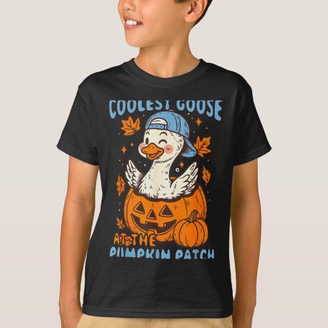 Coolest Goose At The Pumpkin Patch Autumn Fall Cou T Shirt (Framsida)
