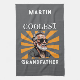 Coolest Grandfather Funny Retro Coola Sunglasses Kökshandduk