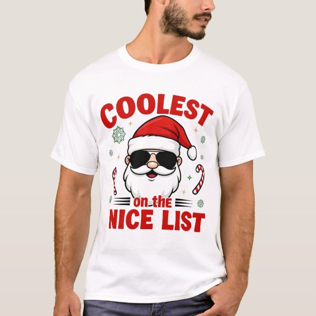 Coolest Grandpa on the Nice List | Modern Holiday  T Shirt (Framsida)