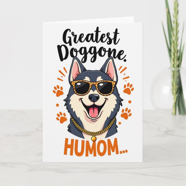Coolest Humom Dog Illustration Card Kort (Framsida)