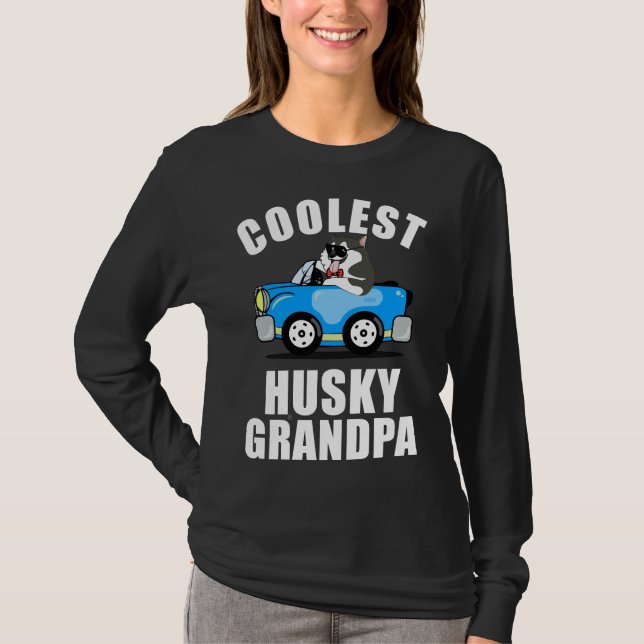 Coolest Husky Grandpa T Shirt (Framsida)