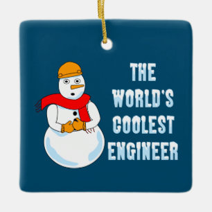 Coolest Ingenjör Snögubbe Julgransprydnad Keramik