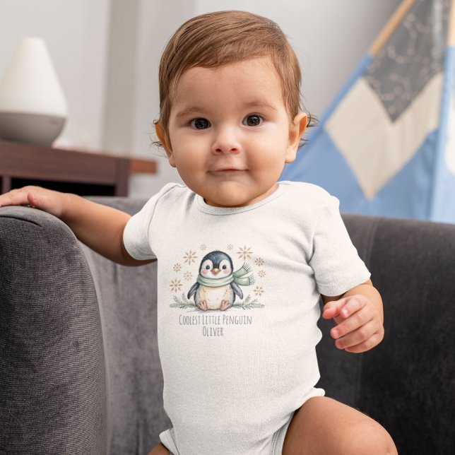 Coolest Little Winter Penguin Personalized T Shirt (Skapare uppladdad)