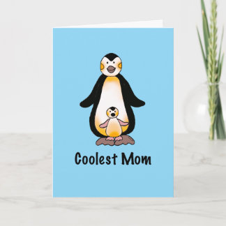 Coolest Mom Penguin Family Art Helgkort