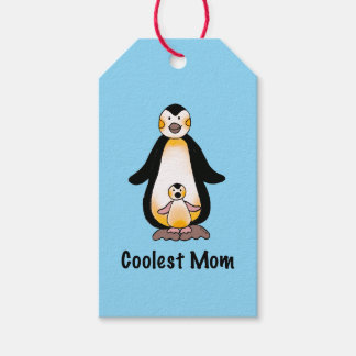 Coolest Mom Penguin Family Design Presentetikett