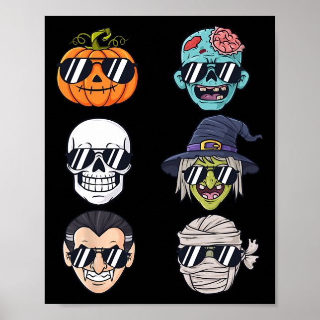 Coolest Pumpkin Halloween Skeleton Witch Vampire B Poster (Framsidan)
