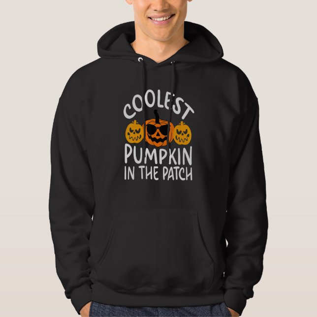 Coolest Pumpkin In The Patch Halloween Boys Girls  Hoodie (Framsida)