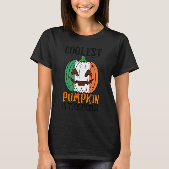 Coolest Pumpkin In The Patch Ireland Flag Jack Ou2 T Shirt (Framsida)
