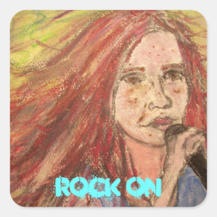 Coolest Rocker Girl Sten på Fyrkantigt Klistermärke
