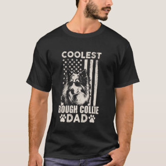 Coolest Rough Collie Pappa Vintage American Flagga T Shirt