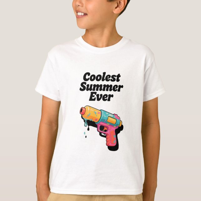 Coolest Summer Ever - Retro Neon Water Gun Sarcasm T Shirt (Framsida)