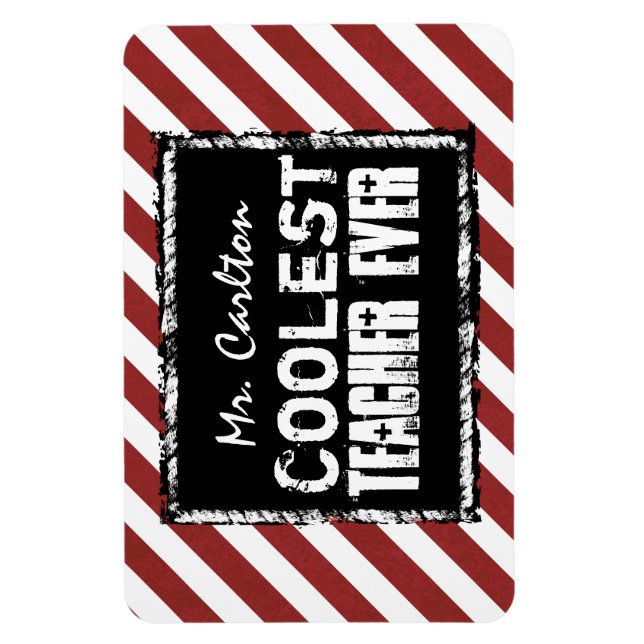 Coolest Teacher nånsin Chalkboard Red Rand A04A Magnet (Vertikal)