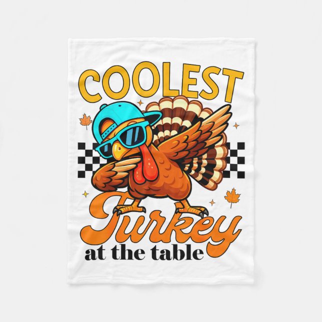 Coolest Turkey At Table Funny Bird Toddler Boys Th Fleecefilt (Framsidan)