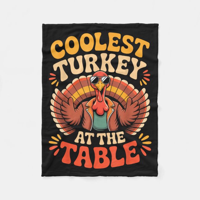 Coolest Turkey At The Table Funny Thanksgiving Out Fleecefilt (Framsidan)