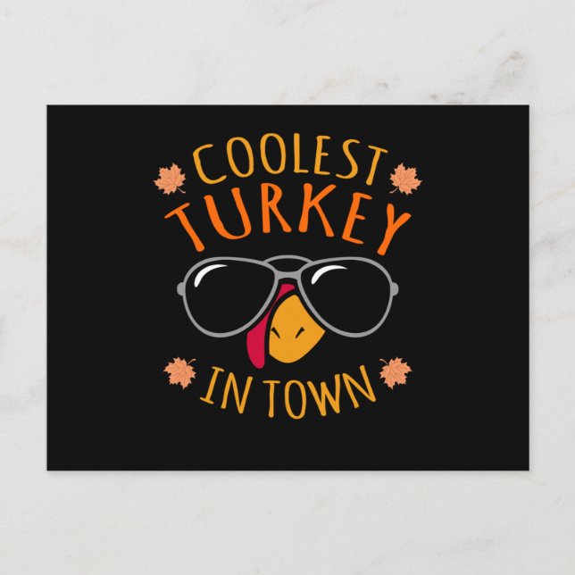 Coolest Turkey Funny Thanksgiving Family Men Women Vykort (Framsida)
