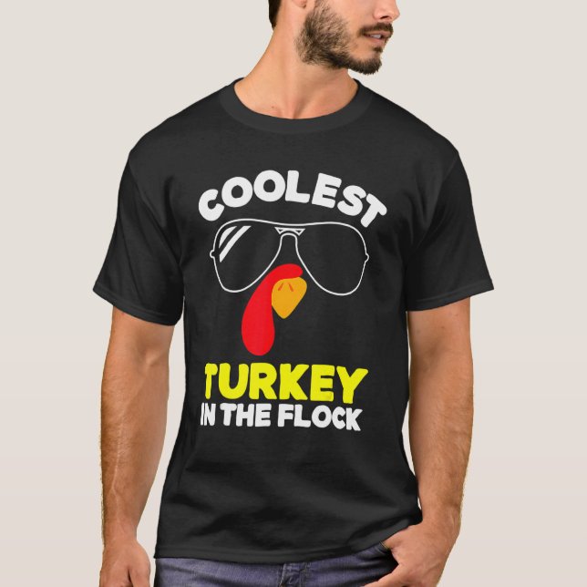 Coolest Turkey In The Flock Toddler Boys Thanksgiv T Shirt (Framsida)