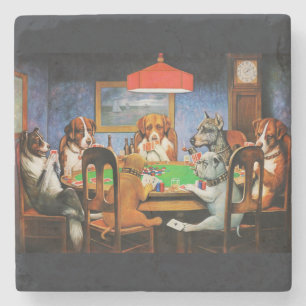 Coolidge Classic Vintage Hund Poker Spel Konst Stenunderlägg