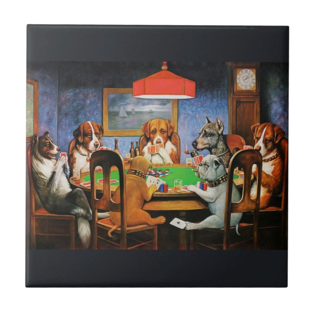 Coolidge Classic Vintage Hund Pokerspel Konst Kakelplatta (Framsidan)