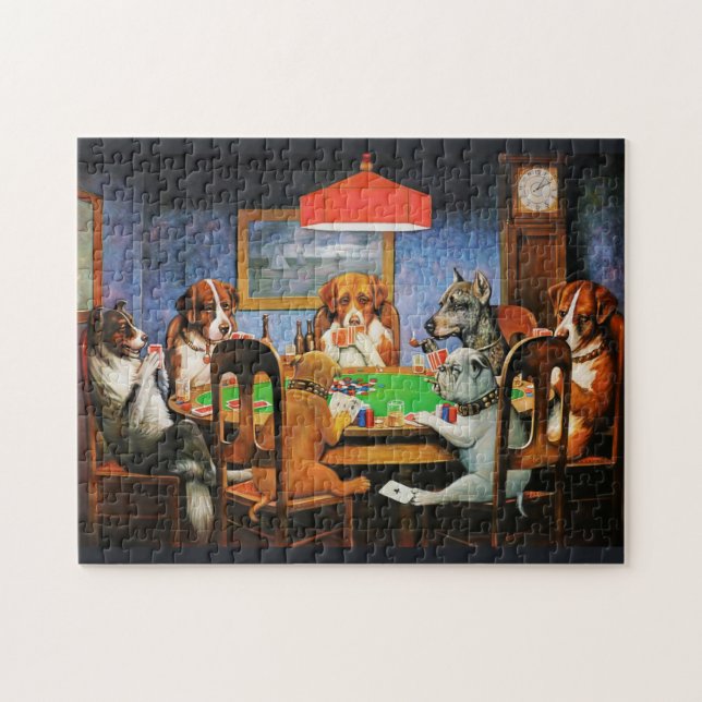 Coolidge Classic Vintage Hund Pokerspel Konst Pussel (Horisontell)