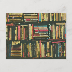 Coolt bibliotek älskar present vykort