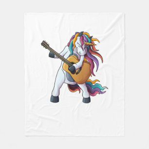 Coolt Enhörning Spelar Gitarr _ Roligt Djur Gitarr Fleecefilt