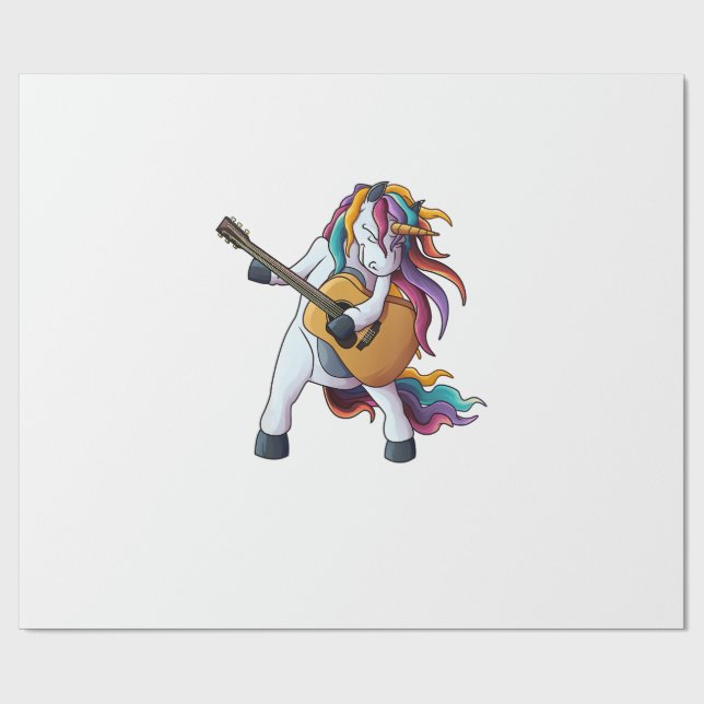 Coolt Enhörning Spelar Gitarr _ Roligt Djur Gitarr Presentpapper (Platt)