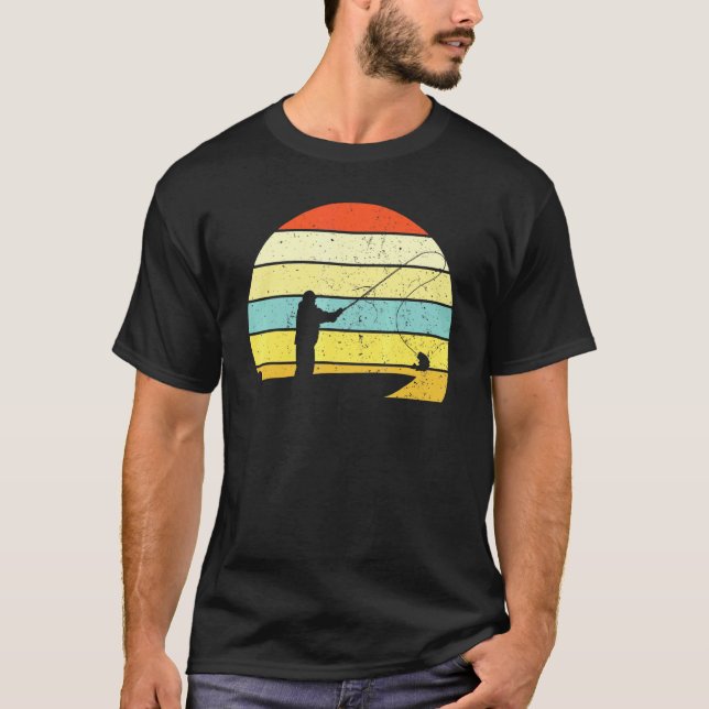 Coolt fiskebåt fiskare fiske retro t shirt (Framsida)