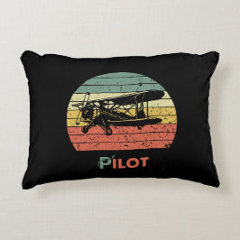 Coolt flygplan & solnedgång, Vintage Retro stil En Prydnadskudde