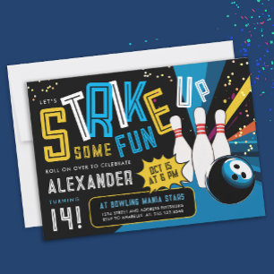 Coolt Låt oss starta en färgrik bowling sportfest Inbjudningar