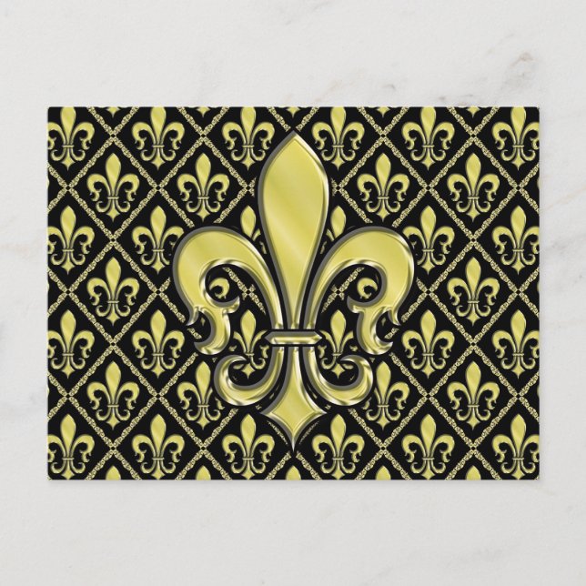Coolt Mardi Gras Fleur de Lis-mönster Vykort (Framsida)