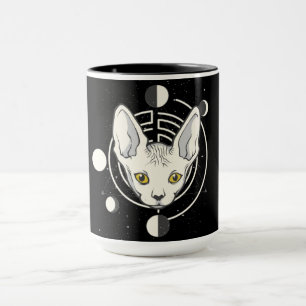 Coolt rymdkatts ansiktsdesign mugg