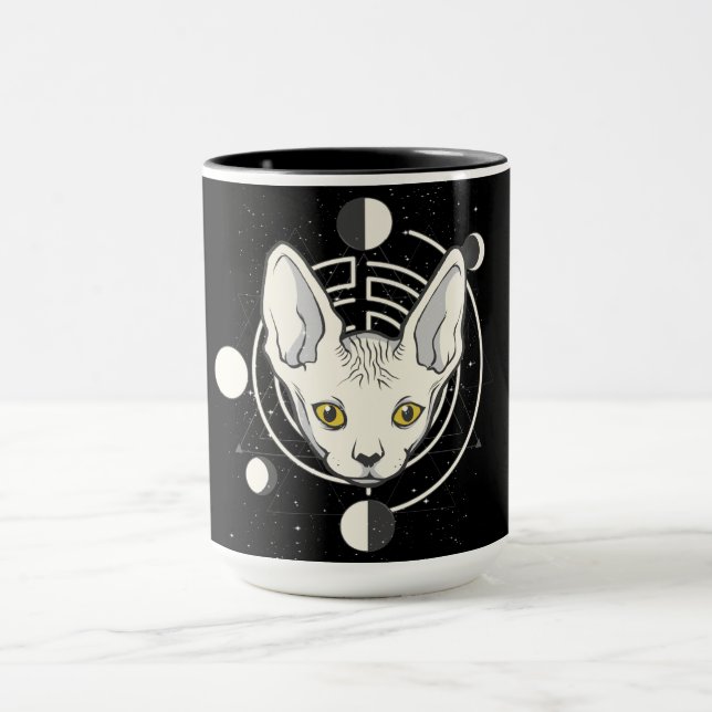 Coolt rymdkatts ansiktsdesign mugg (Center)