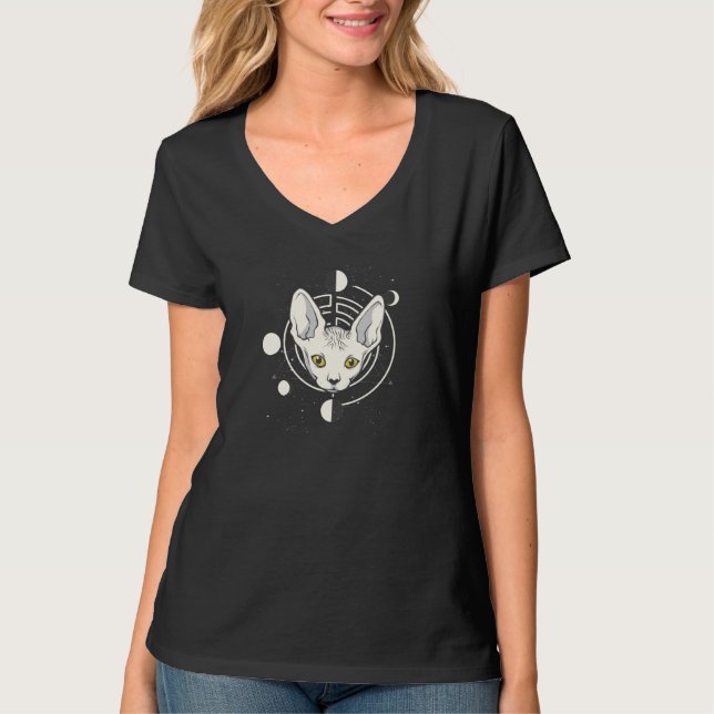 Coolt rymdkatts ansiktsdesign t shirt (Framsida)